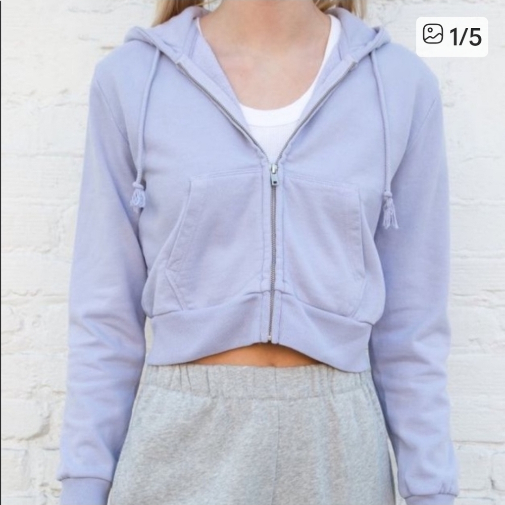 Brandy Melville Light Blue/Periwinkle Cropped Zip-Up Hoodie Size XS